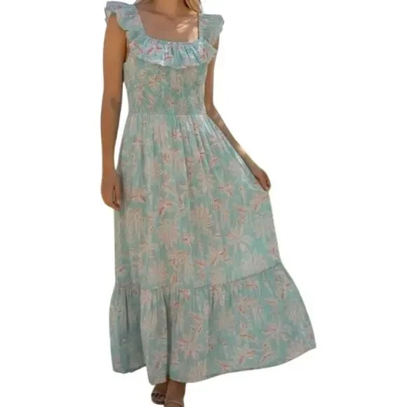 Vineyard Vines Cay Floral Smocked Midi Dress XL - Picture 1 of 10